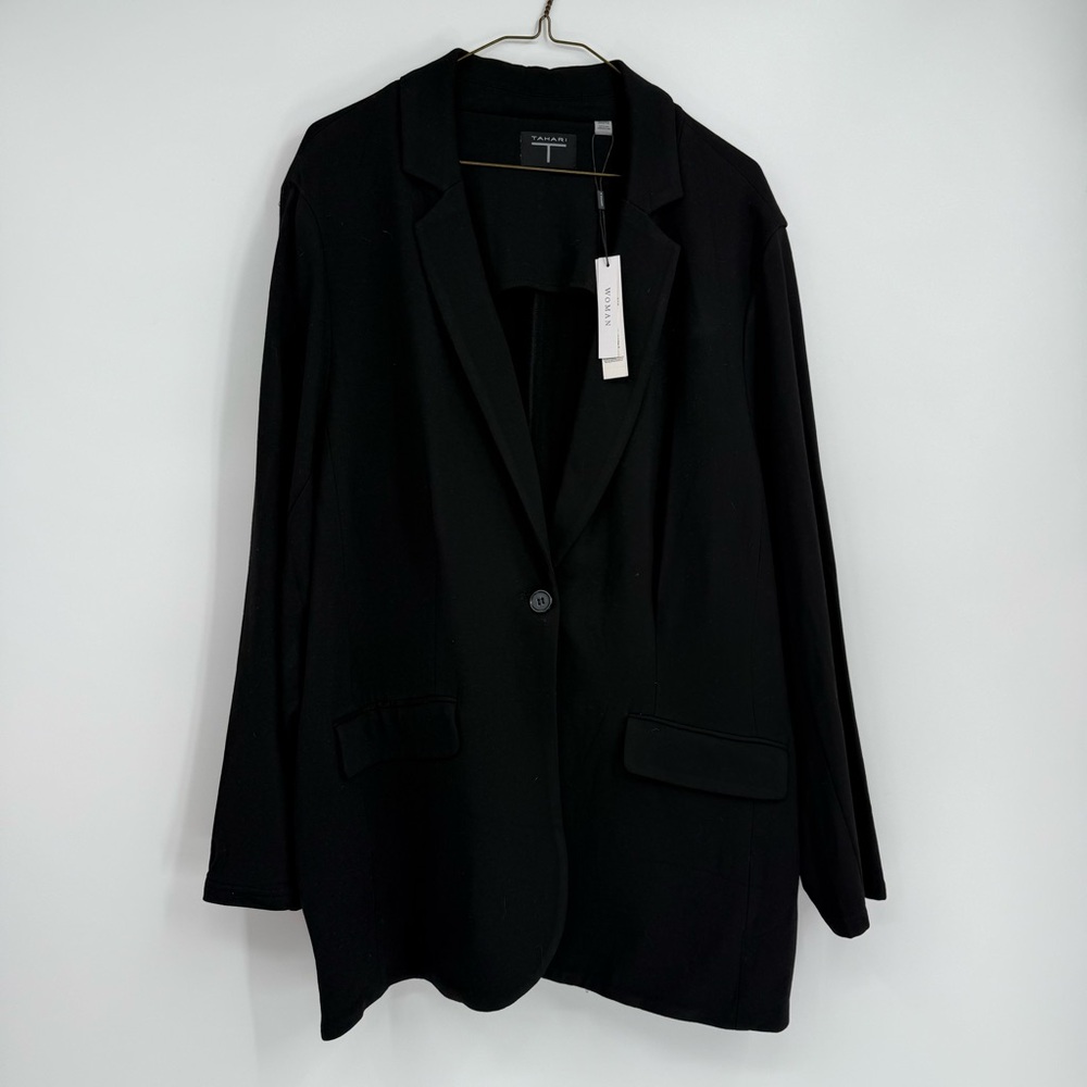 Tahari NWT Blazer 2X Knit Black Jacket Stretch Career Capsule Wardrobe Classic - Picture 11 of 11